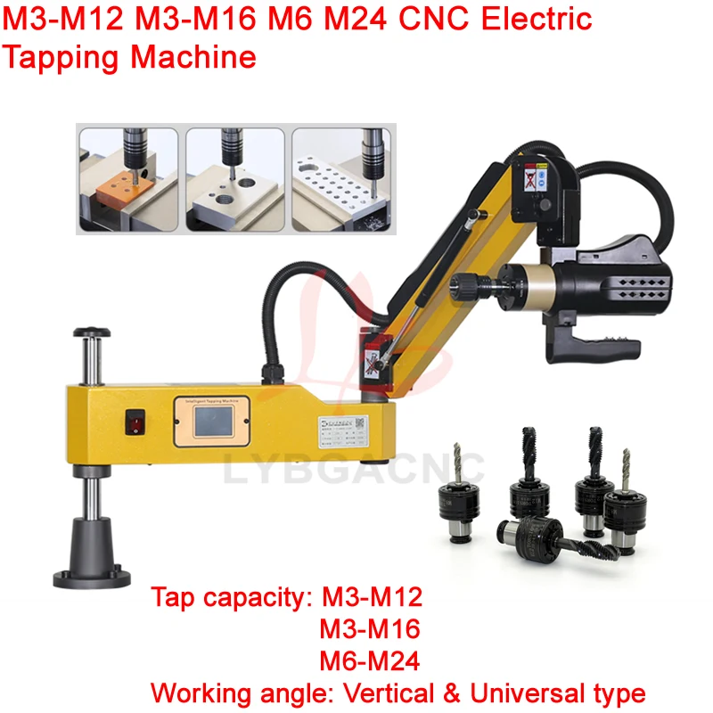 M3-M12 M3-M16 M6 M24 CNC Electric Tapping Machine Servo Motor Electric Tapper Drilling With Chucks Easy Arm Power Tool Threading