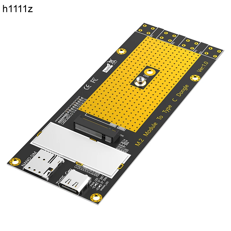 M.2 B Key 3G/4G/5G Module to Type C Adapter with NANO SIM Card Slot + USB3.0 Cable Support RM500Q RM500U GM800 SIM8200 M2 Module