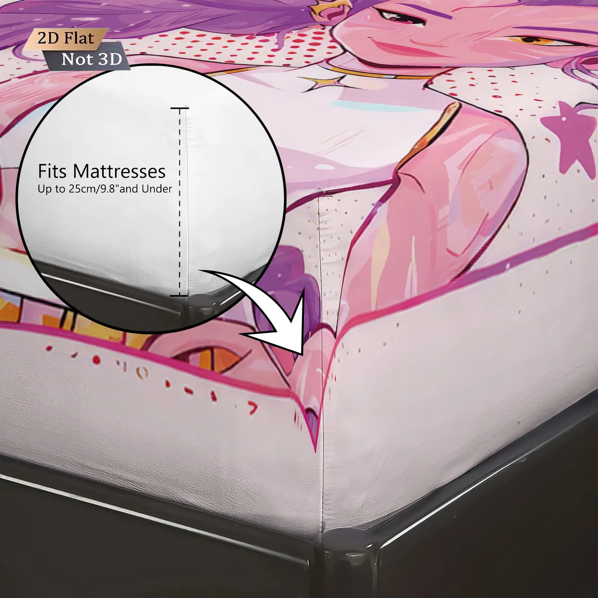 3pcsK-Pop شيطان الصيادين المطبوعة ملاءة سرير مجموعة متعددة الحجم غطاء السرير غرفة نوم الفراش الديكور