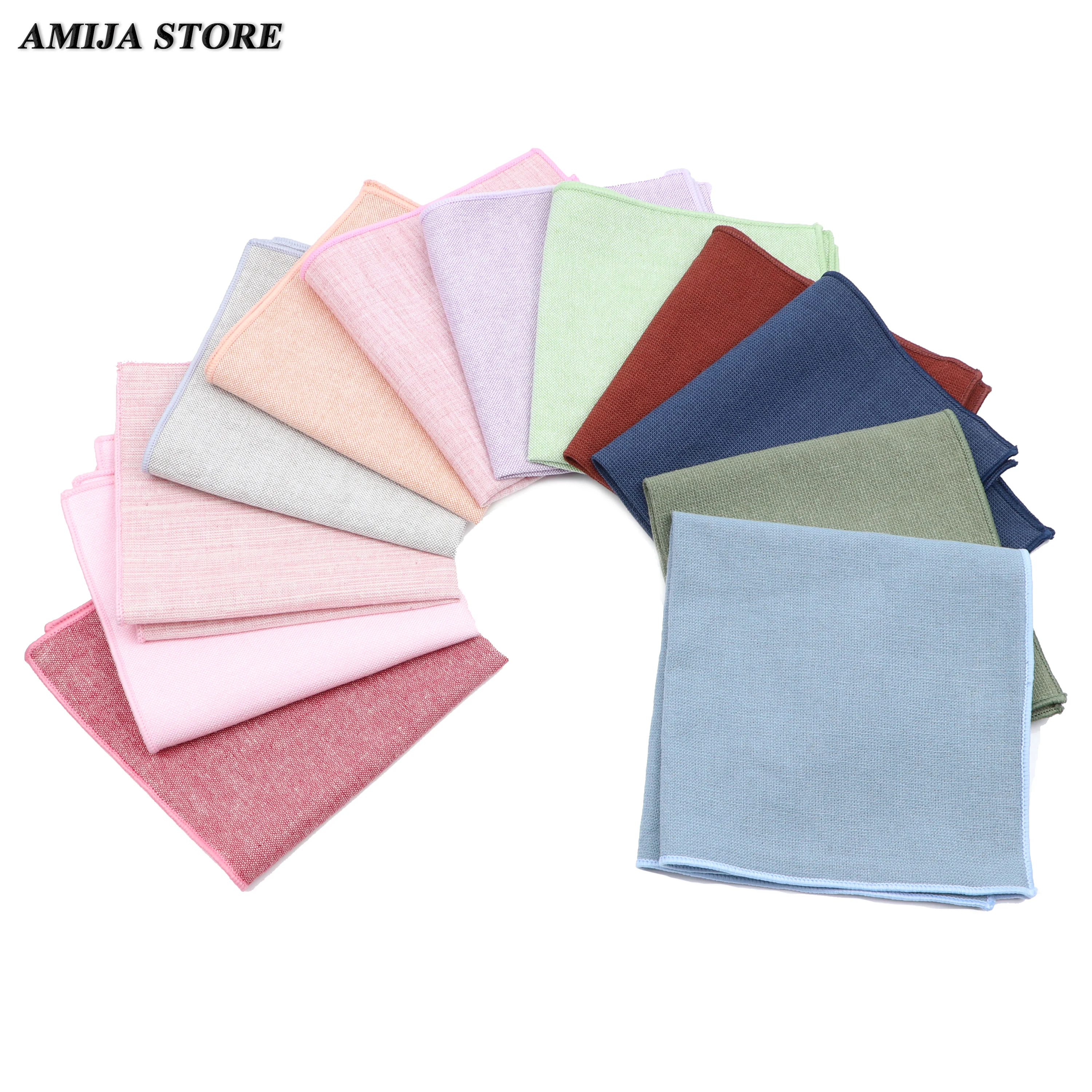 Solid Color Handkerchief Cotton Unisex Pink Blue Pocket Square Hankies Colorful Scarf Chest Classic Style Towel Bowtie Accessory