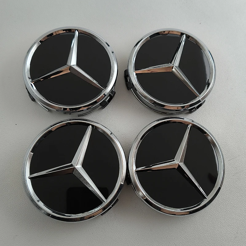 4 pz 75mm ABS nero tappi centrali ruota auto cerchi coprimozzo per Mercedes Benz A B C E S CLA CLK ML GLK GLA GLB GLC CLASS accessori