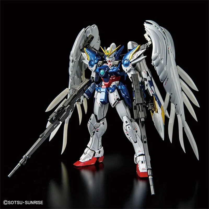 Bandai Original MG 1/100 GUNDAM Anime Model WING GUNDAM ZERO EW VER KA Titanium Finish Action Figure Assembly Model Toy Gift