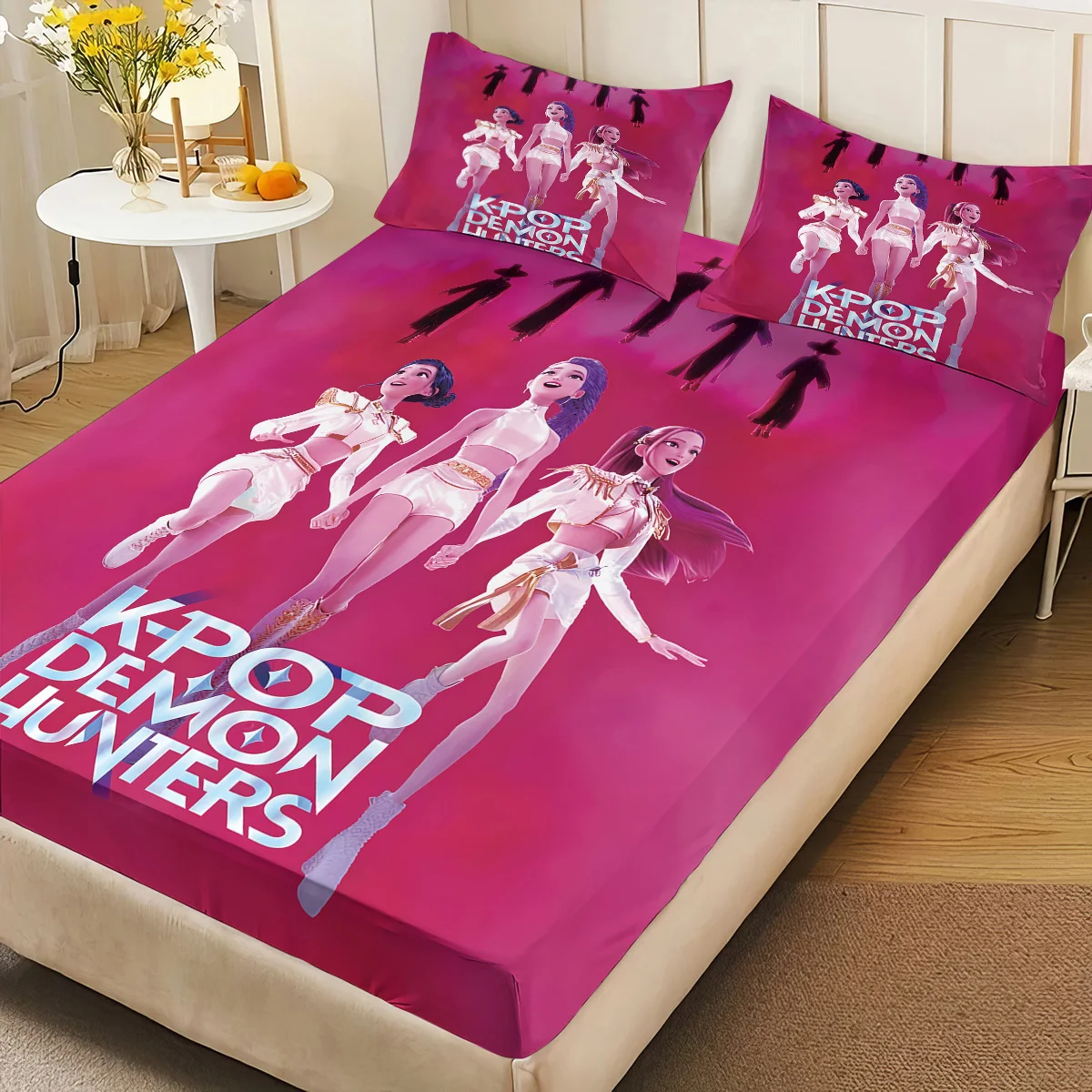 3pcsK-Pop شيطان الصيادين المطبوعة coreless المجهزة ورقة مجموعة متعددة الحجم لينة غطاء السرير غرفة نوم الفراش الديكور آلة قابل للغسل #3