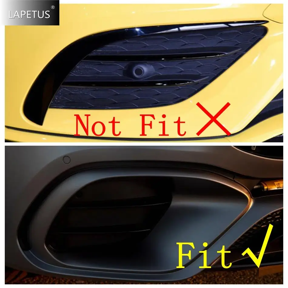 Black Auto Front Bumper Fog Lights Lamps Air AC Knife Spoiler Accessories Cover Trim For Mercedes Benz CLA45 AMG C118 2020 2021