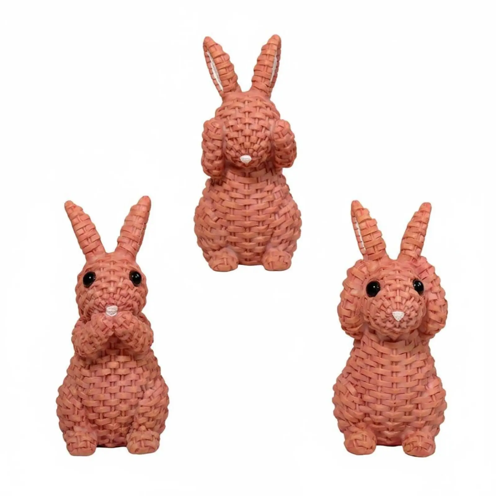 3 Pieces See Hear Speak No Evil Rabbits Gentle and for Garden