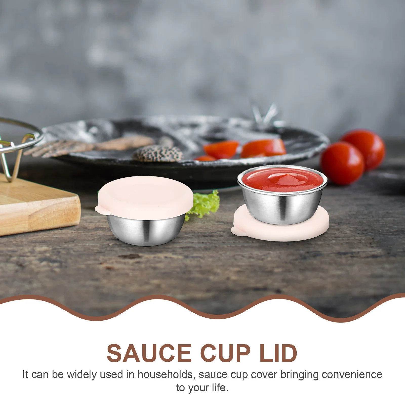 

4Pcs Silicone Sauce Cups Lids Dressing Container Covers Salad Dressing Cup Sealing Practical Kitchen Condiment Dishes