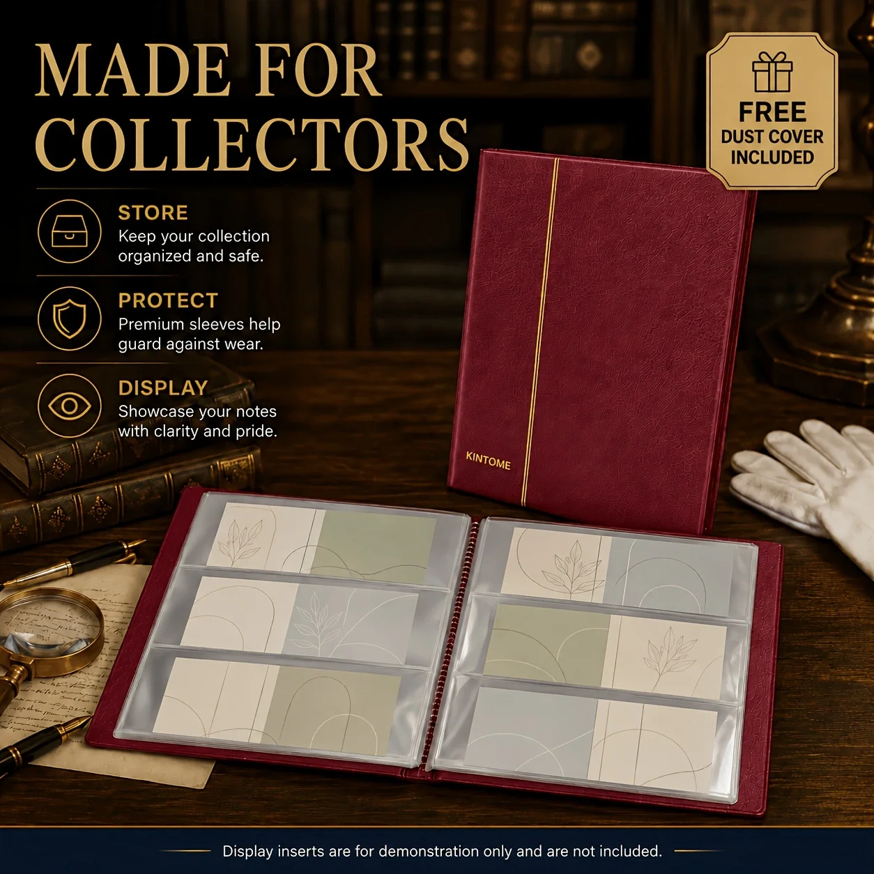 KINTOME Banknote Album 60 Pockets 20 Pages Paper Money Collection Book Currency Storage Holder with Dust Cover