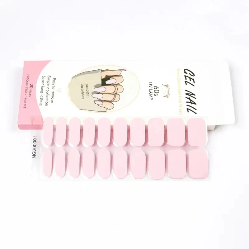 Red Semi Cured Gel Nail Polish Strips DIY Manicure Nail Wraps Fingertip Artist Adhesive Girl Beauty Nails Sticker UV Lamp Need