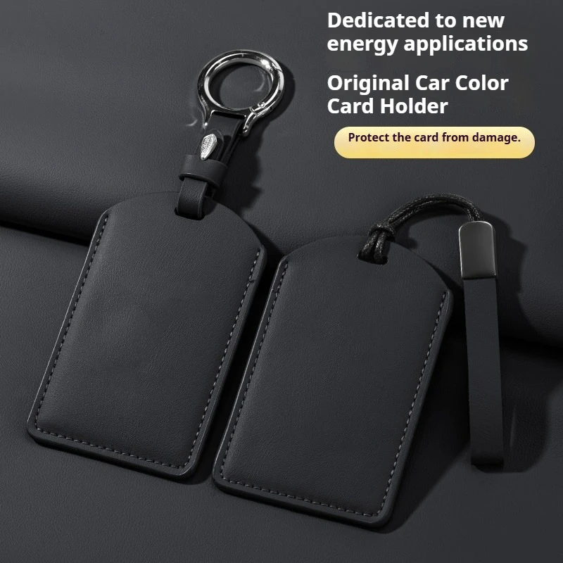 For Tesla,Xpeng,Deepal,IM,BYD,Leapmotor,Seres,Suede NFC Card Key Fob Cover With Keyring,Luxury Protective Shell,Auto Accessories