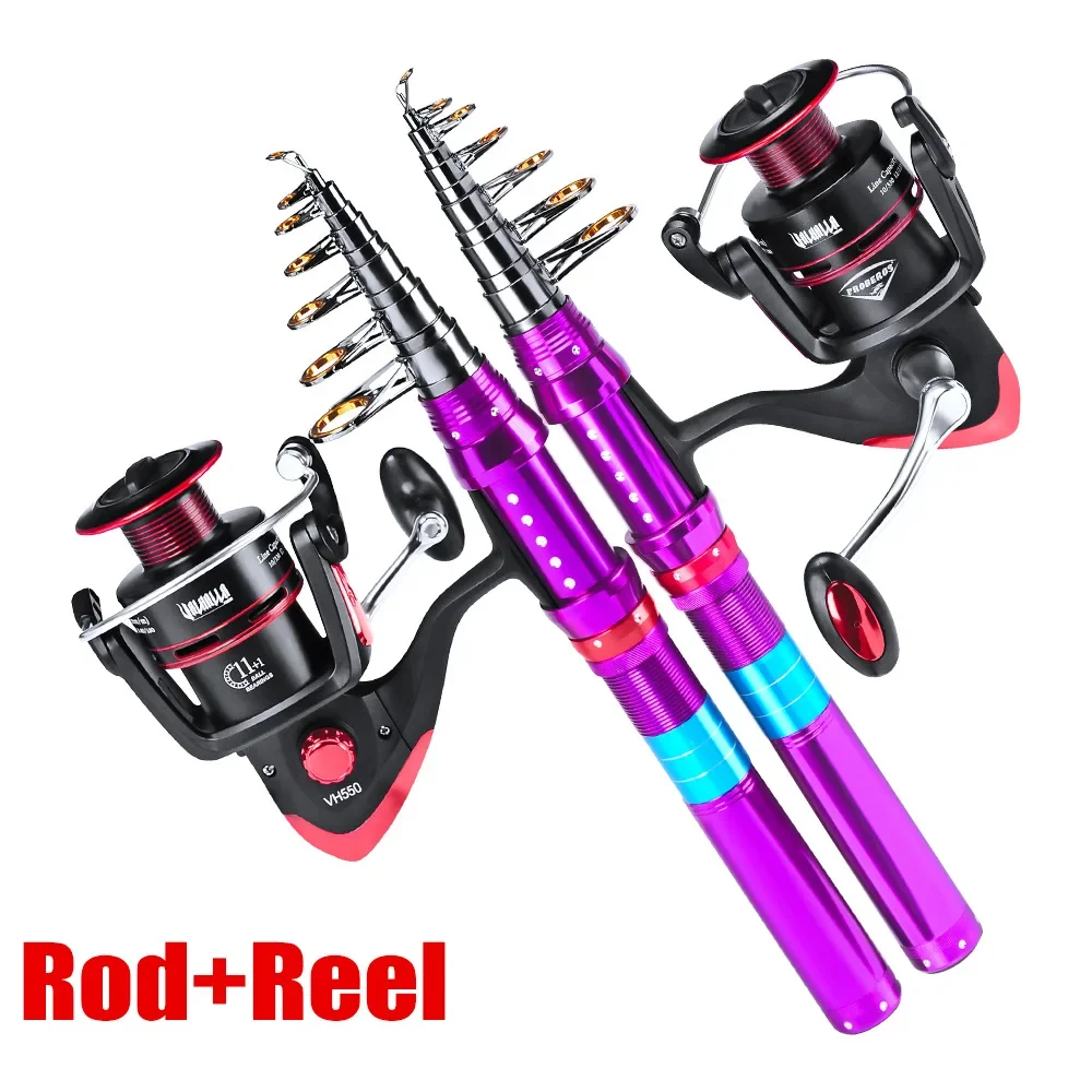 

Telescopic Fishing Sea Rod Set and Reel Full Combo Kit Spinning Fishing Reel Tackle Pole Suit with Fishing Lure Bag Gift