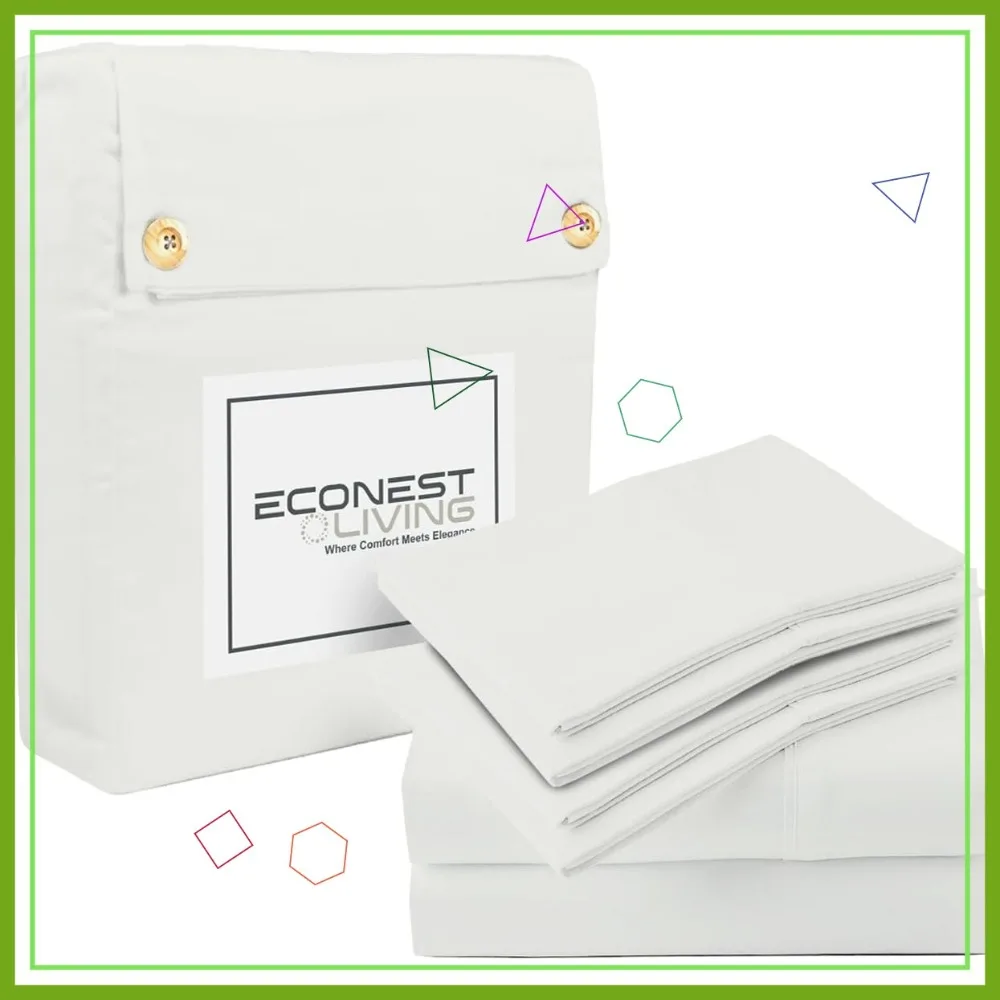 

Queen Size 1000 TC Egyptian Cotton Bed Sheet Set, Cooling Breathable Soft, All Season Luxury Hotel Style 6 Piece White Solid