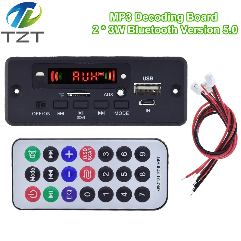 Bluetooth 5.0 MP3 Player Decoder Board 5V-32V 6W Amplifier Car FM Radio Module Support FM TF USB AUX Recorders