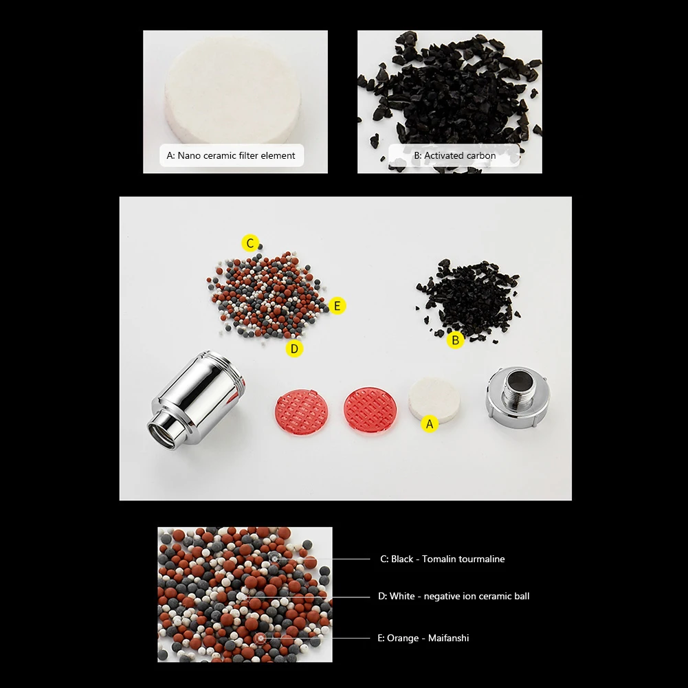 Activated Carbon Bath Filtration Purifier Easy Installation Water Filtration Purifier Detachable Easy Use Bathroom Accessories