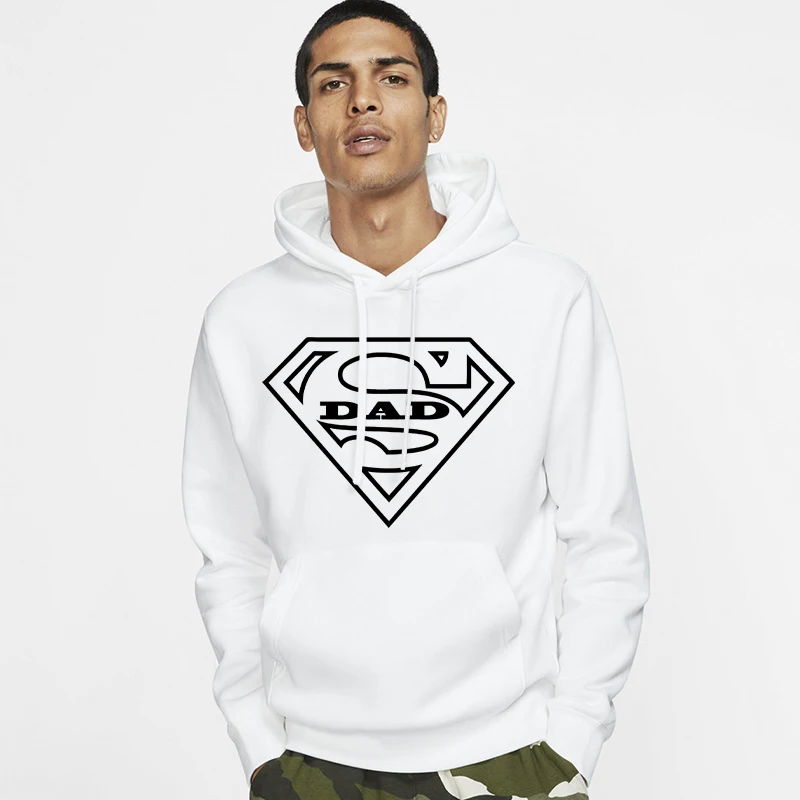 

Mens Super Dad Print Hoodies Vintage Fashion Long Sleeve Funny Birthday Present Hooded Harajuku Fathday Papa Hoody Man