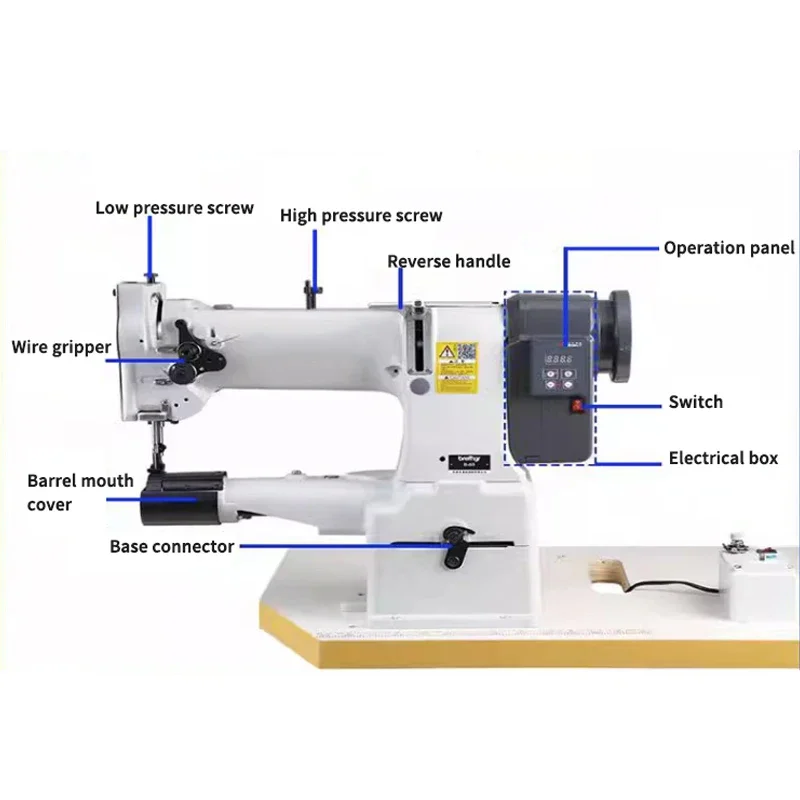 Electric Sewing Machine 750W Thick Material Cushion Industrial Overlock Machinery Computer Automatic Oil Supply With Table Deck