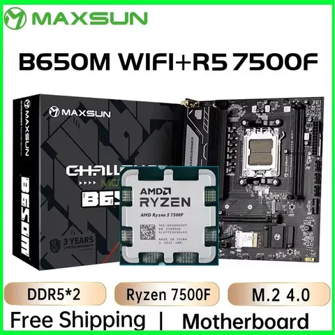 Set scheda madre MAXSUN B650M WiFi con CPU AMD Ryzen 5 7500F AM5 Supporto DDR5 M.2 Componenti per computer Schede madri B650