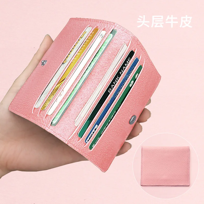 

Кожаный женский тонкий держатель для удостоверений личности, держатель для удостоверений личности, сумка для хранения банковских чеков, держатель для карт с несколькими сетками, простой для мужчин и женщин