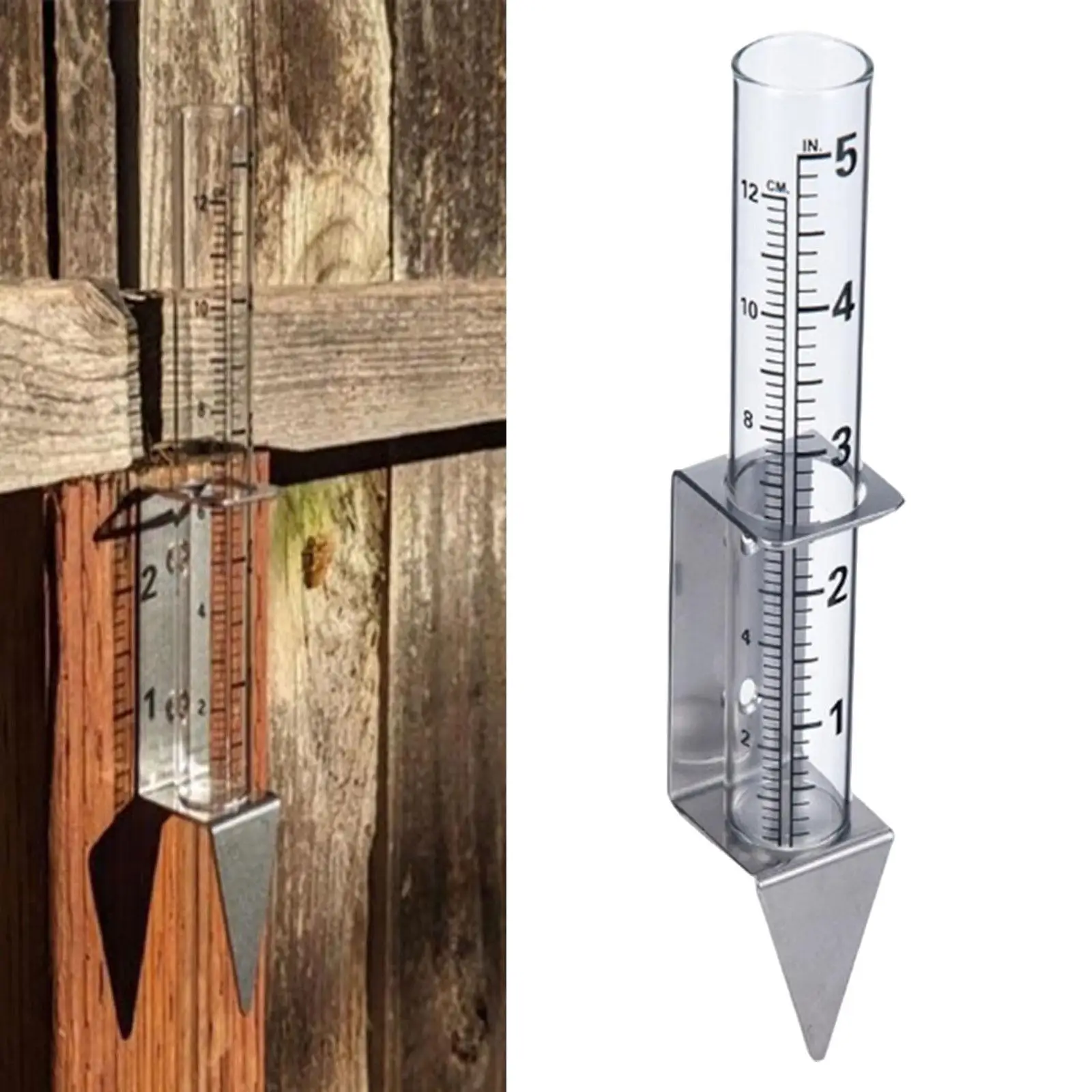 Rain Gauge Outdoor 5inch Capacity Rain Measuring Tool for Pathway Deck Farm