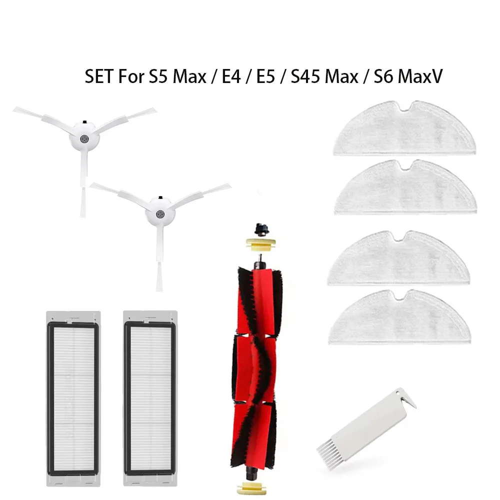 المجموعة الأصلية لـ Roborock S5 Max /E4 /E5/S45 Max /S6 MaxV فرشاة رئيسية قابلة للفصل مرشحات HEPA ملحقات فرشاة جانبية