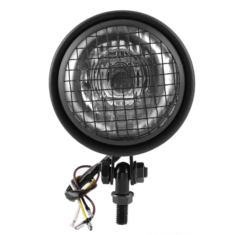

35W Retro Motorcycle Headlight Grill Lens Cover 1750lm High Brightness Universal Motorbike HeadlampWhite