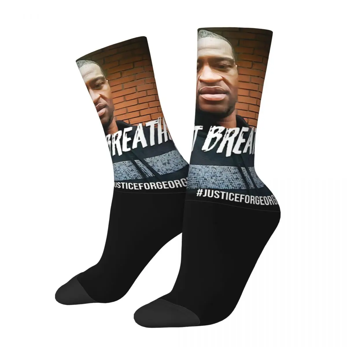 Justice For George Floyd Please I Cant Breathe Stockings Winter Modern Quality Socks Custom Climbing Non Skid Socks