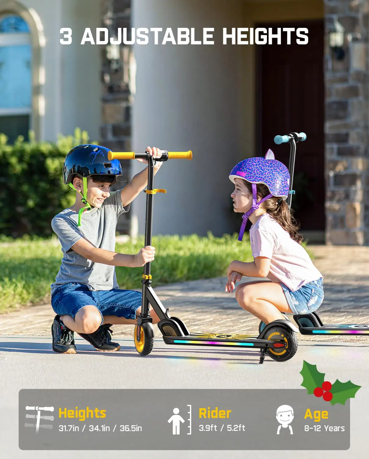 C9 Apex Kids Electric Scooter, Bluetooth Music Speaker, Colorful Light for Kids 8-12, 3.9-5.2 ft, 132 lbs, 5 Miles, Customized view 5