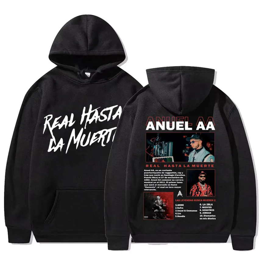 Anuel AA Real Hasta La Muerte Cover Merch Hoodie Men Clothing Hip Hop Oversized Sweatshirt Unisex Fleece Casual Pullover Hoodies