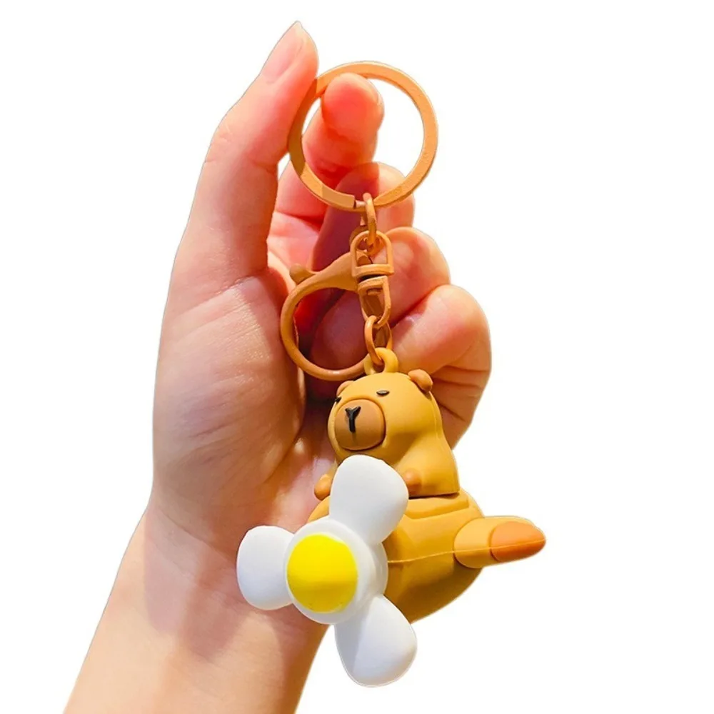 Cartoon Capibala Capybara Keychain Happy Spin Aircraft Propeller Capybara Keyring Funny Jewelry Gift