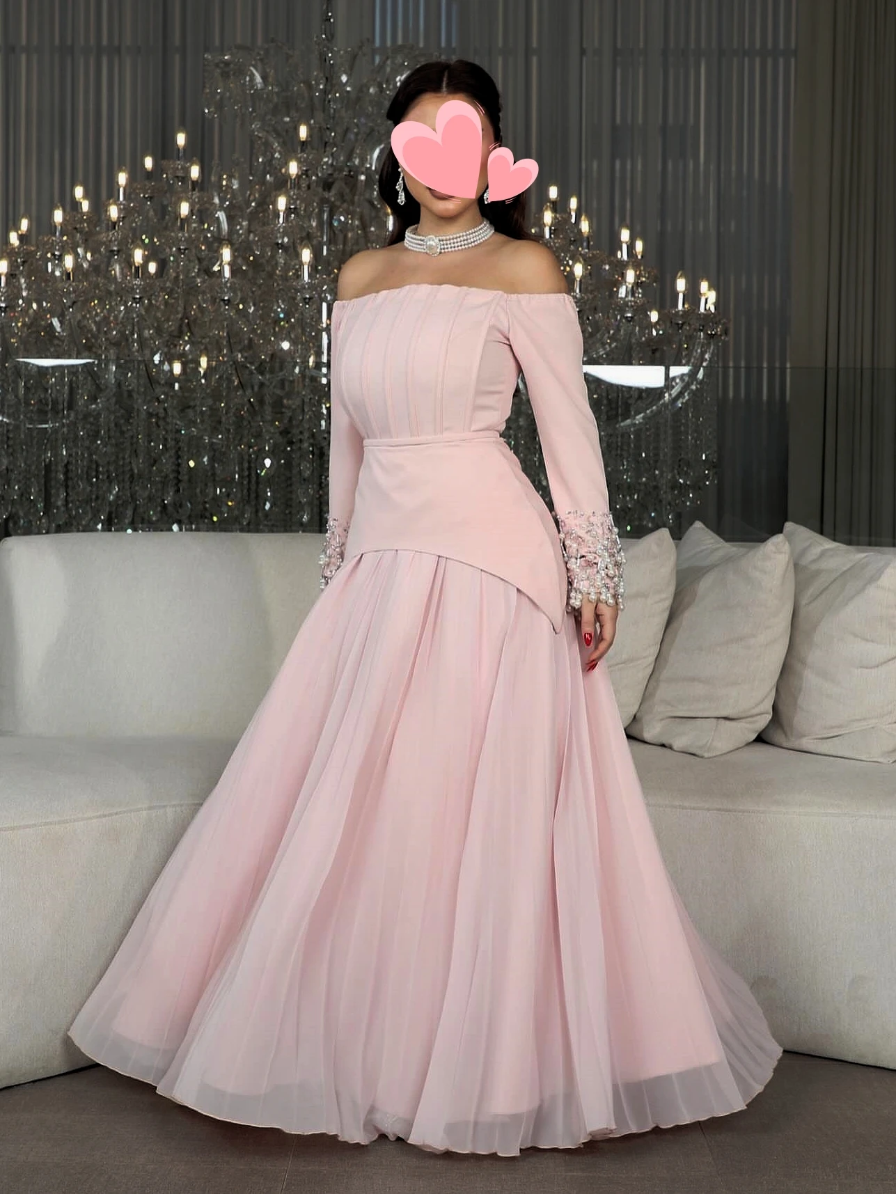 

Oisslec Prom Dress Elegant Vintage Sweet Pink Mermaid Beads Pearls Customized Formal Occasion Prom Dress Evening Party Gowns