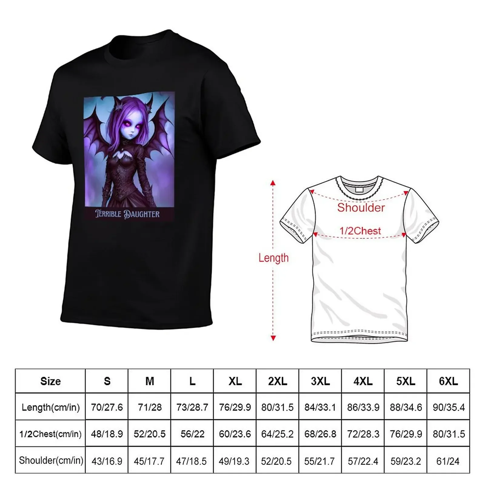 beautiful Terrible Daughter - Purple Bat Girl Gothic Fantasy Art T-Shirt Short sleeve tee for a boy t shirt men 100℅ cotton