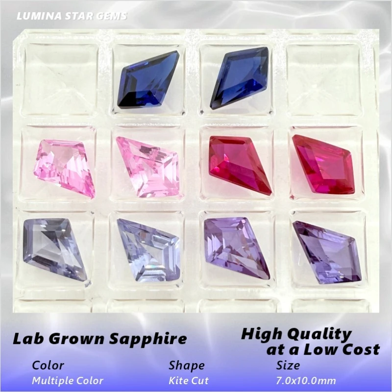 Lab Grown Sapphire Kite Cut Multi Color Gemstone,  Certificate Attached High Quality Stone for Custom Jewelry Craft