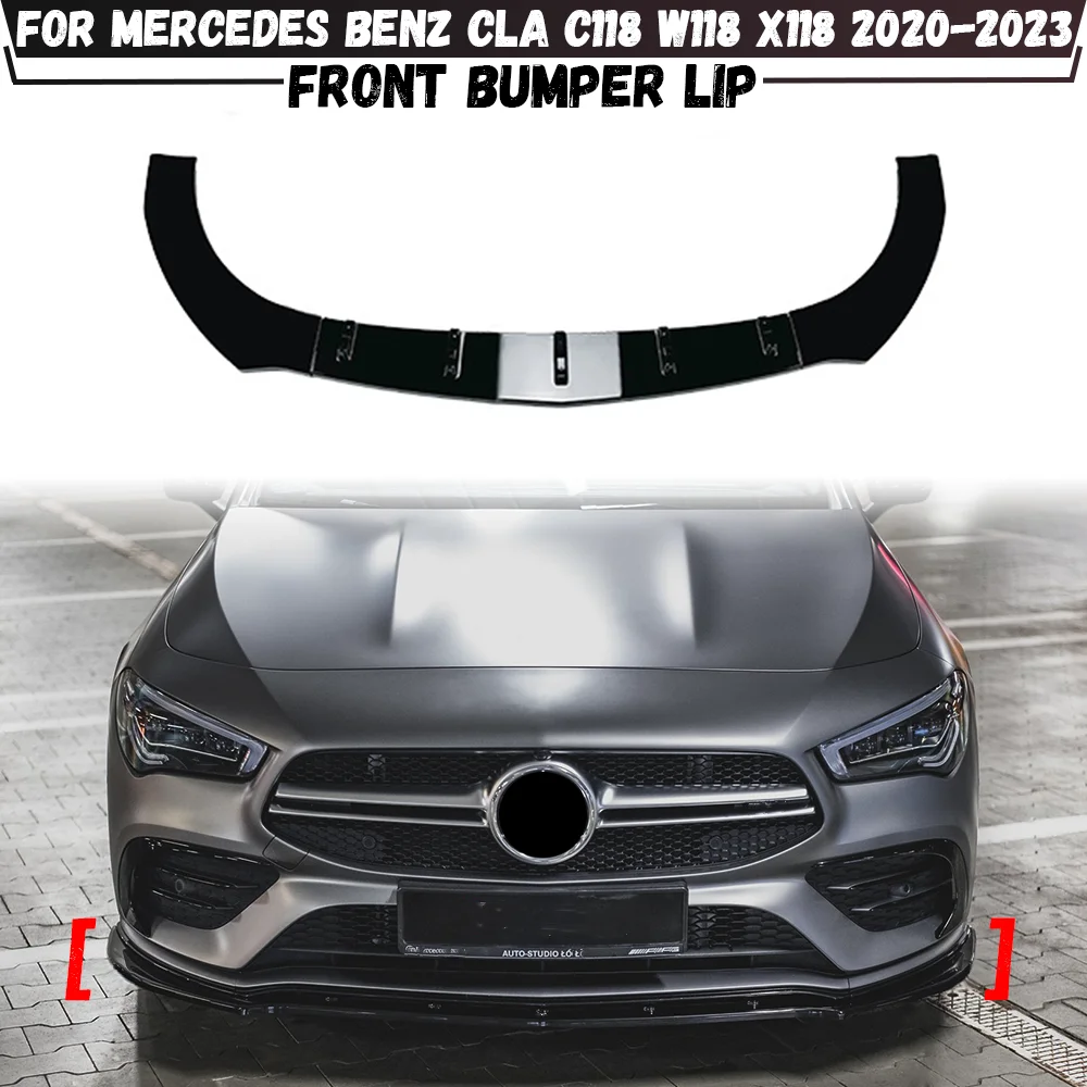 

Car Front Bumper Lip Spoiler For Mercedes Benz CLA-Class C118 W118 X118 2020-2023 Guard Protector Cover Lower Blade Splitter