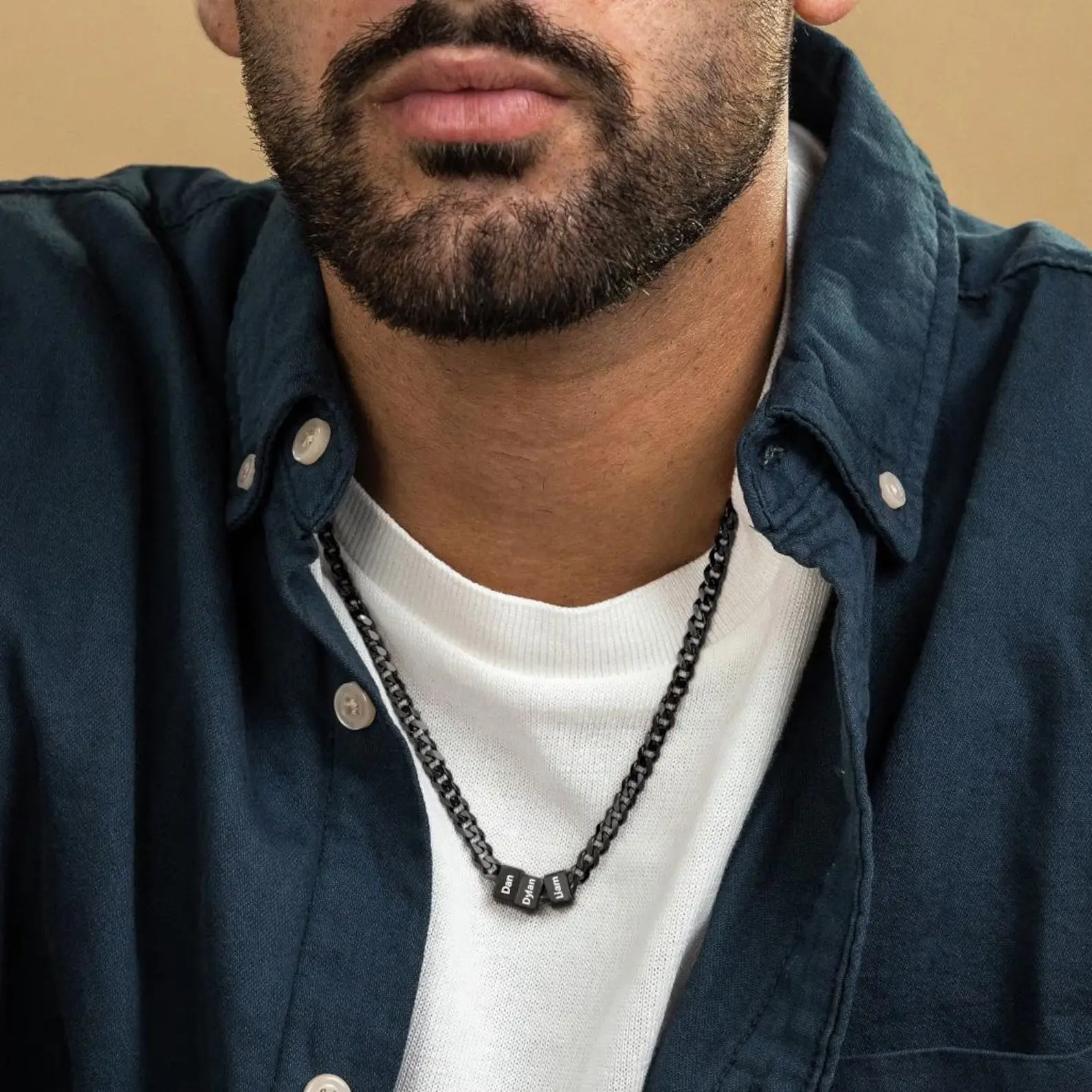 

Personalized Beads Cuban Necklace With Kids Names Father/Family Necklace Kids Names Necklaces collar homb