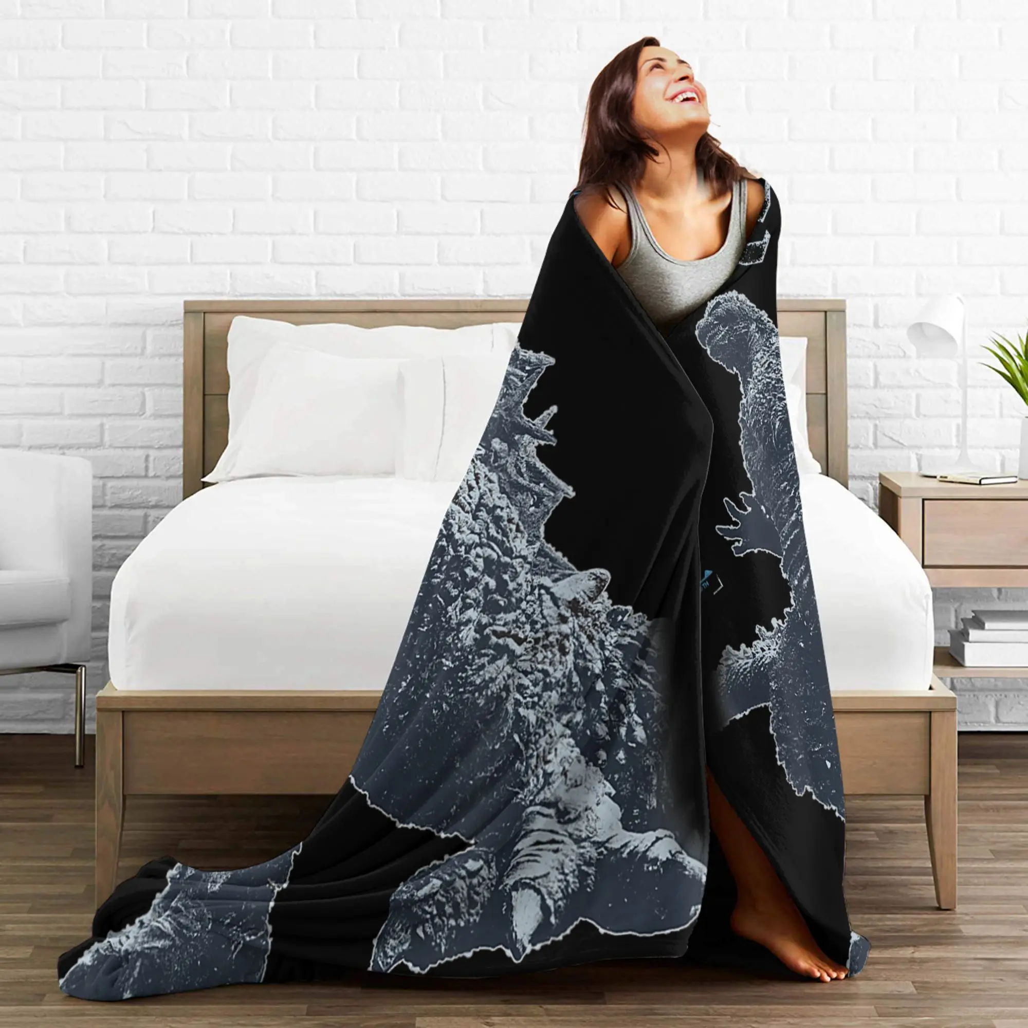 Godzilla Minus One King of the Monsters Movie Poster Blanket Picnic Flannel Bedding Throws For Living Room Warm Bedspread Gift view 4
