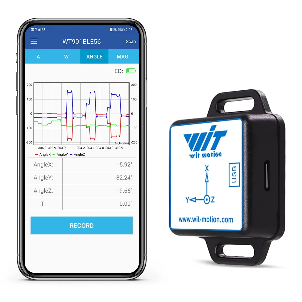 WitMotion WT901BLECL MPU9250 IMU BLE 5.0 Accelerometer Inclinometer, 3 Axis Acce+Gyroscope+Magnetometer BLE 50m for IOS/Android