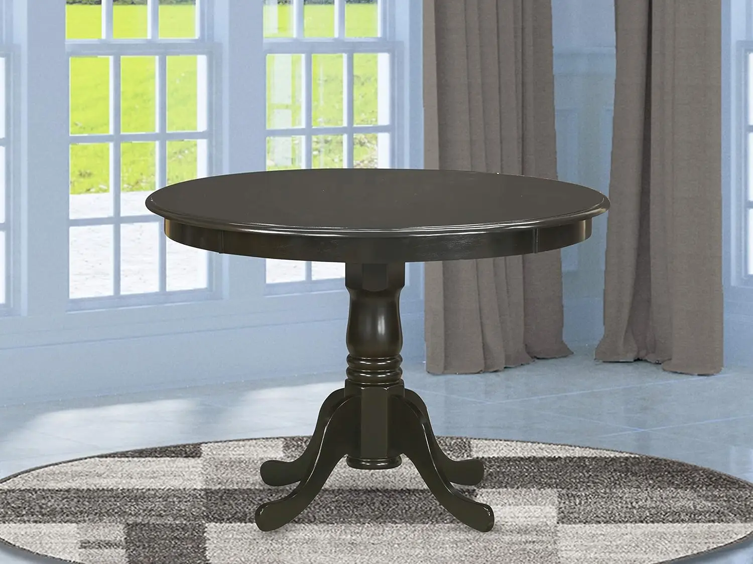 HLT-CAP-TP Hartland Dining Room Table - a Round kitchen Table Top with Pedestal Base, 42x42 Inch, Cappuccino