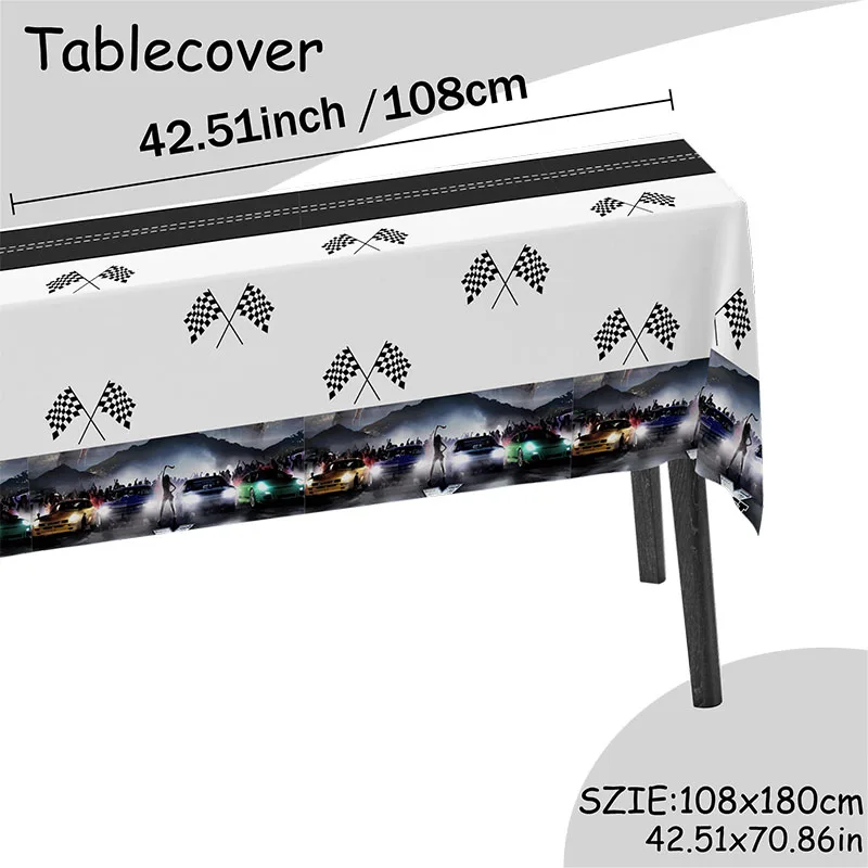 ワイルド・スピードのテーマパッケージ 21 個 - ナプキン 20 個 & テーブルクロス 1 個 子供の誕生日用 環境に優しいパーティー装飾用品