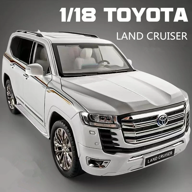 Large Size 1/18 Toyota Land Cruiser LC300 ZX Alloy Car Model Diecast Metal Off-road Vehicles Car Model Sound Light Kids Toy Gift