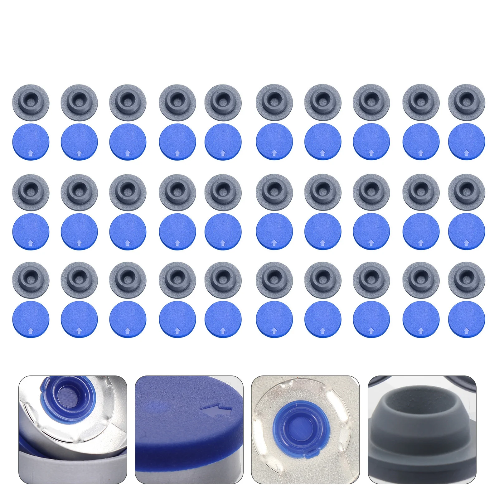 

200 Pcs Aluminum Plastic Cover Safe Bottle Stoppers Caps Vial for Jars Rubber Headspace