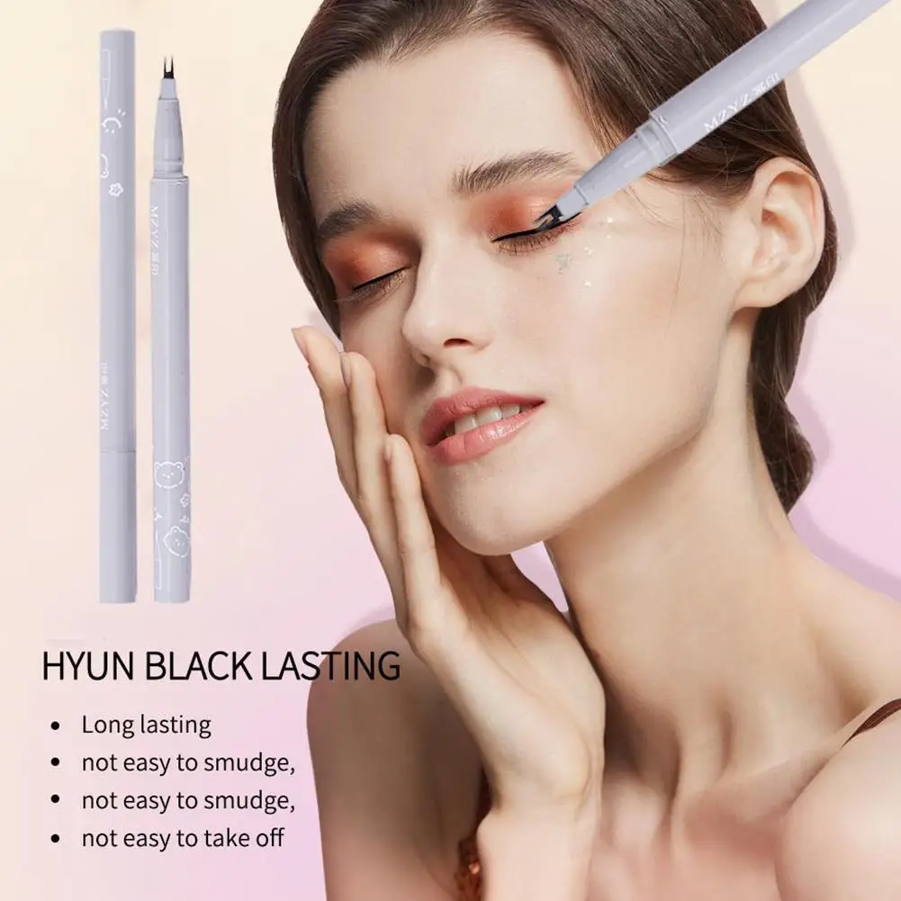 Ultra-fine Double-claw Waterproof And Sweat-proof Eyelashes Cosmetics Multi-use Eye Eyebrow Silkworm Lying Pen J1A0