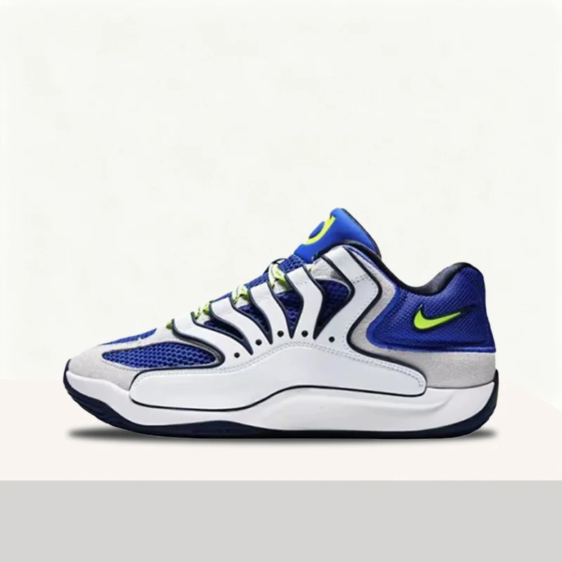

Мужские баскетбольные кроссовки Nike KD 18 - белые/синие, универсальные, удобные, мягкие, легкие, низкие, модель HV1991-400
