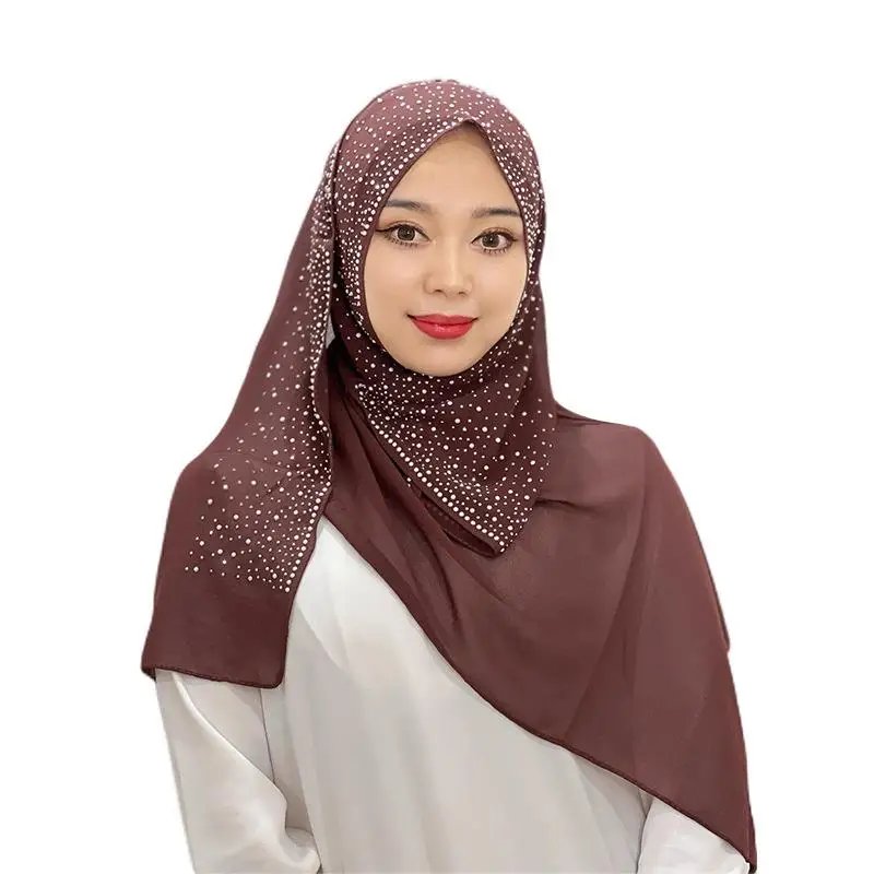 

Чистый цвет, встроенный шифоновый шарф с бриллиантами, платок, универсальный аксессуар Faion для женщин, Ele Sli Wrap