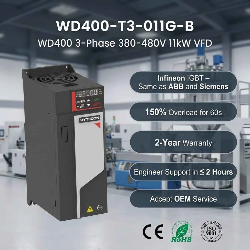 11kW 3Phase 380V Frequency Converter 15 for VFD WD400-T3-011G-B Vector Control Industrial Compressor Production Line