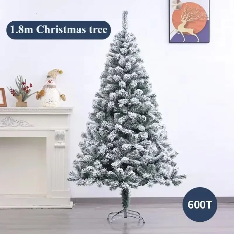 Artificial Christmas Tree Snowflakes Surrounded By All-PVC Plus Flocking 2024 New Year Decorations Home Party Garden Decoration