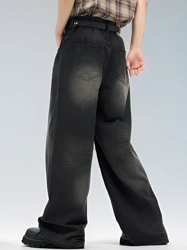 Imagen 2 del producto Pantalones vaqueros clásicos americanos de Hip Hop Rap para hombre, pantalones vaqueros populares juveniles de pierna ancha, pantalones sueltos Retro de pierna recta, pantalones vaqueros de gran tamaño