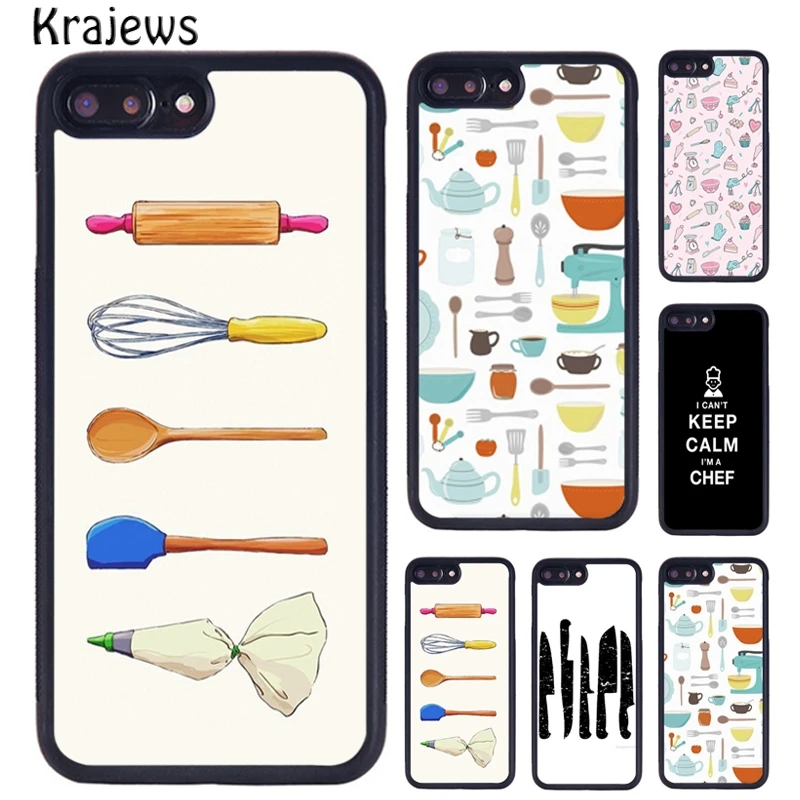 Krajews Baking Cooking Utensils Chef Phone Case For iPhone 16 15 14 Plus 11 12 mini 13 Pro XR XS Max cover coque