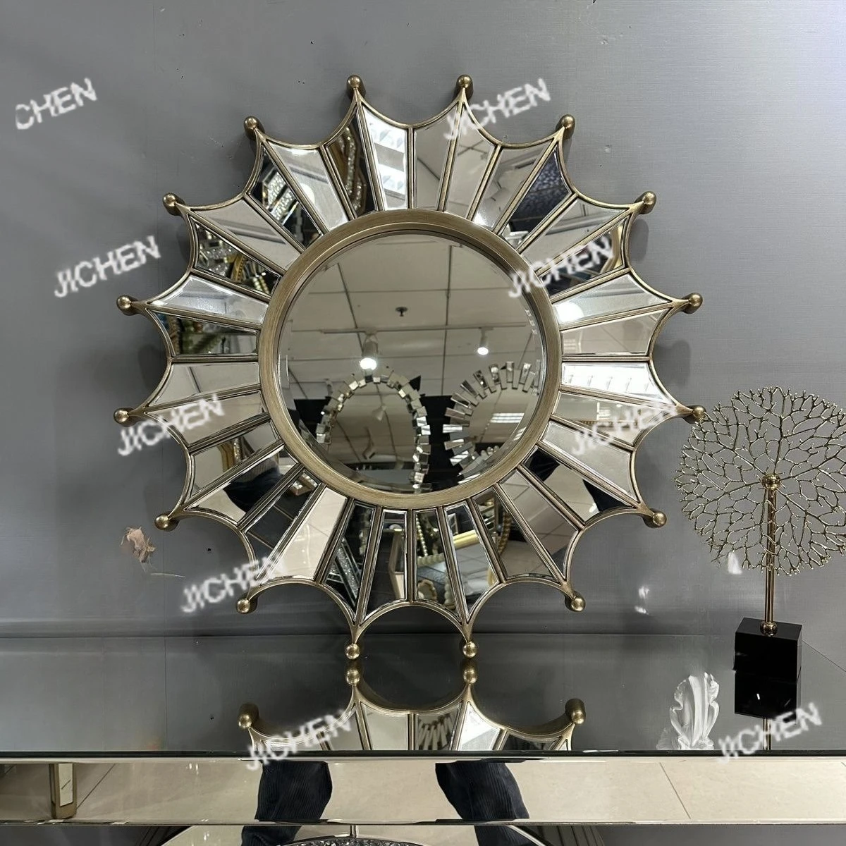 

Зеркало декоративное JC 80x80 см, легкое, роскошное, в европейском стиле, для ванной комнаты, прихожей, ресторана