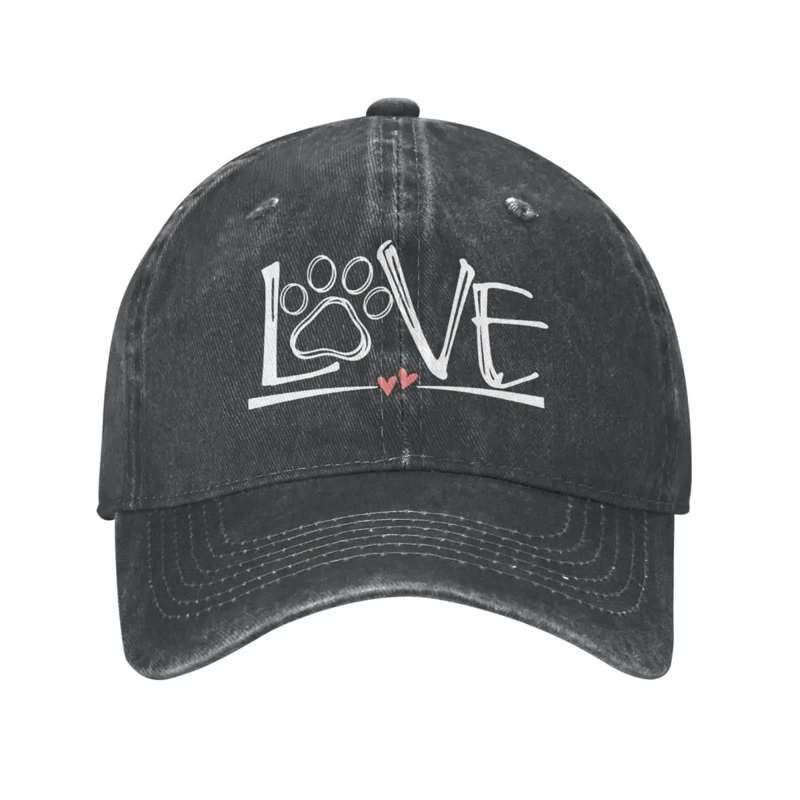 Women's Love Paw Print hat Adjustable Washed Vintage Baseball Cap for Mom Dad