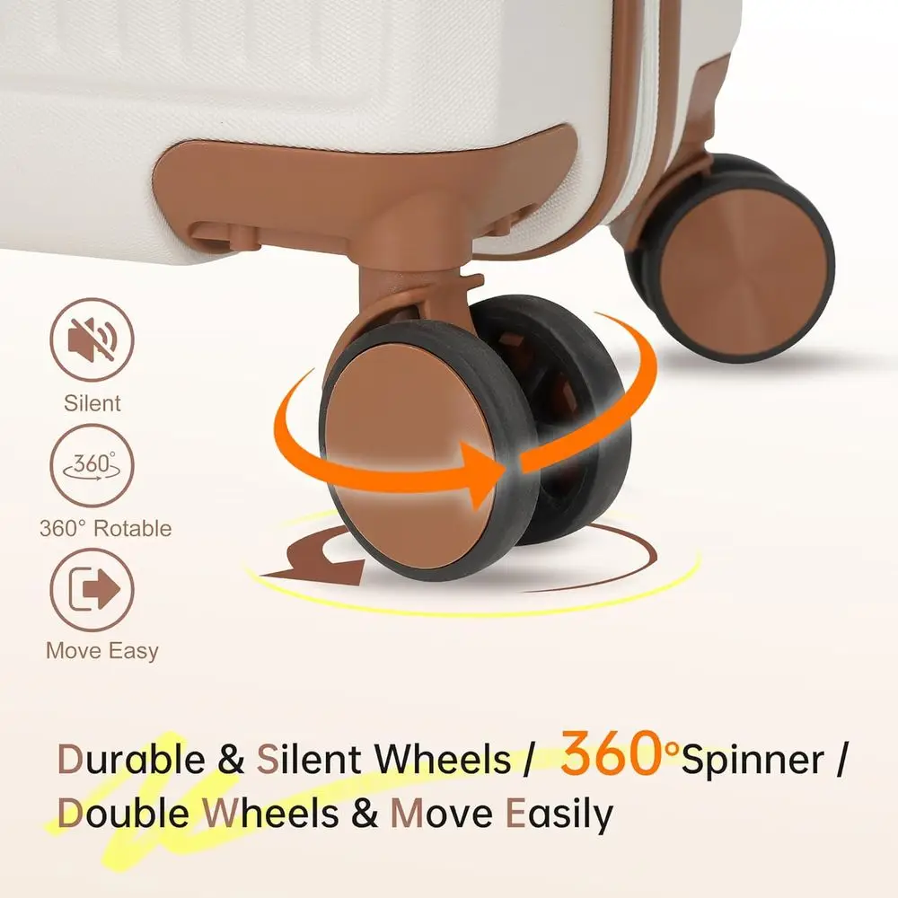 Compact 20 Hardshell Spinner Luggage with TSA Lock, Airline Approved for Travel (White)