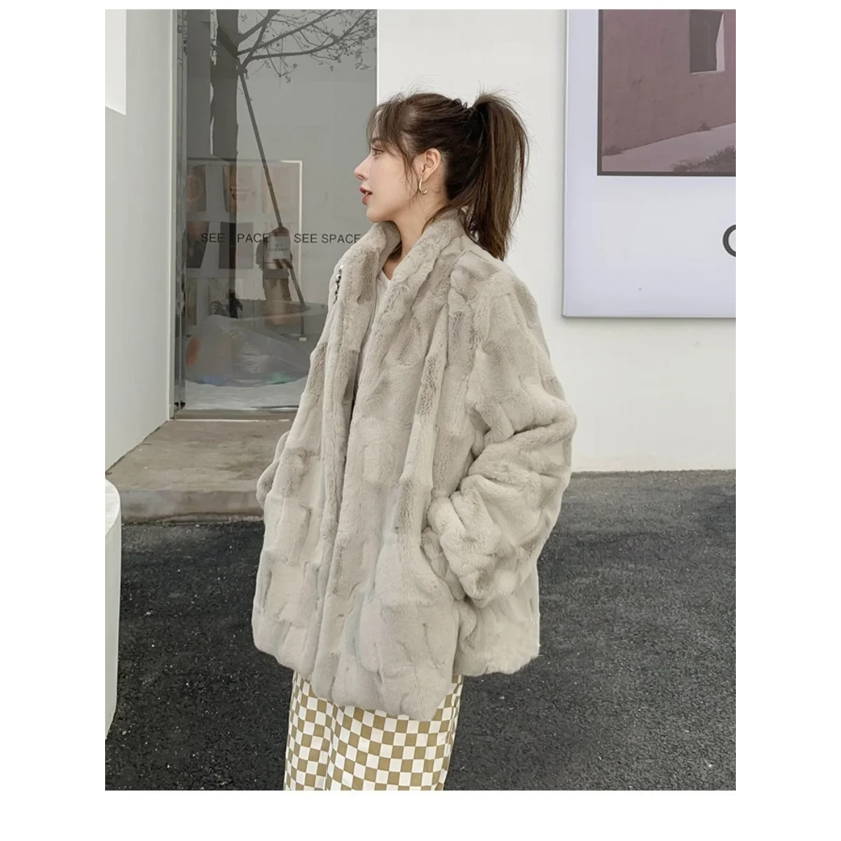 Nouveau automne hiver mi-long manteau femmes fausse fourrure manteaux vestes col montant épais chaud Y2k Streetwear veste travail décontracté 2025